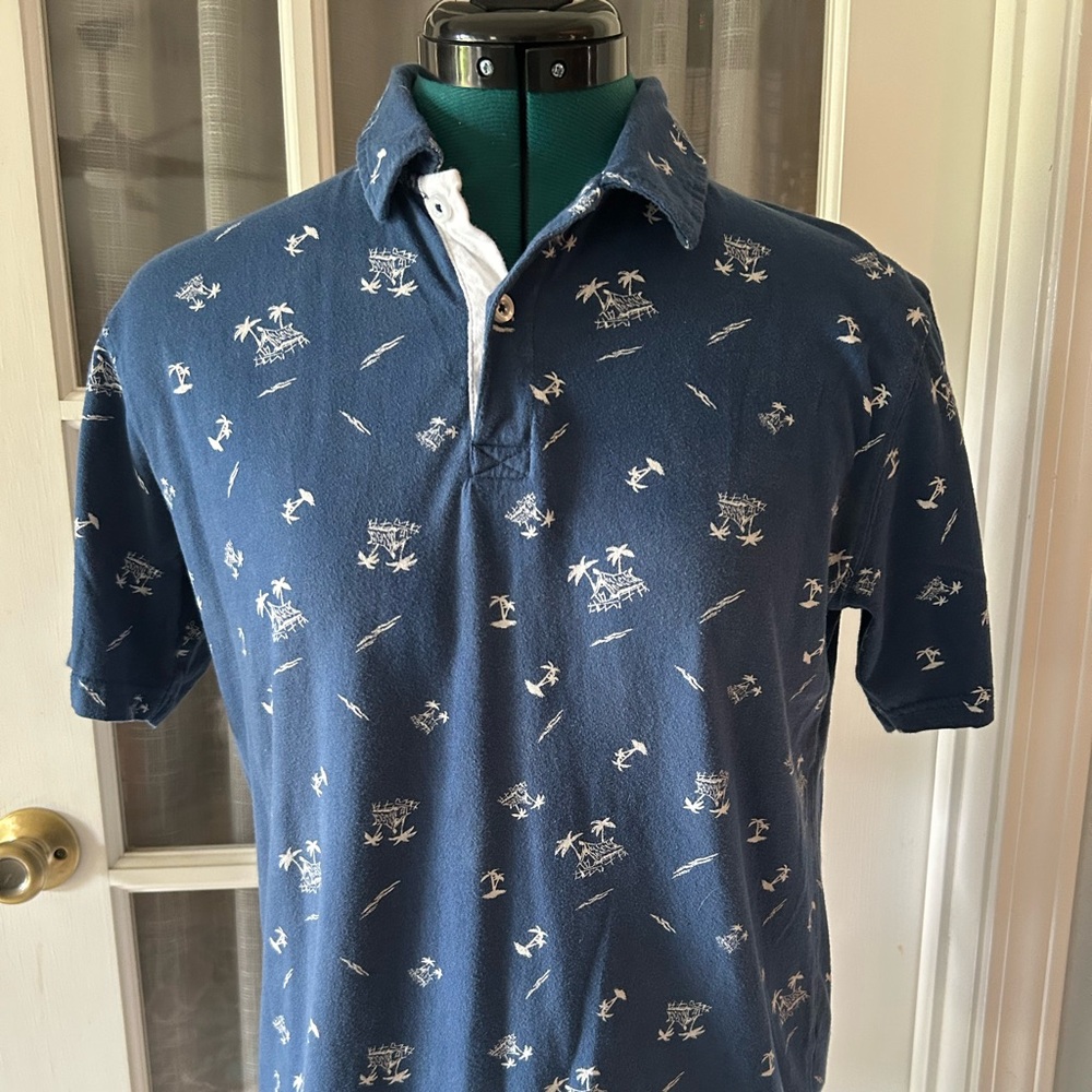 Wrangler Navy and Cream islander polo